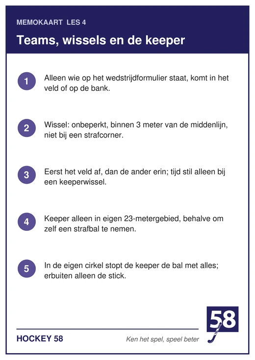 Memokaart van les 4